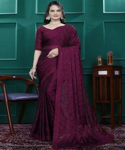 Elegante diseñador moderno Kanjivaram algodón sari con Banarasi trabajo blusa de seda lavable a máquina para bodas ocasiones especiales - Product Image 4