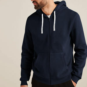 Vente en gros de sweats à capuche bleu marine sur mesure pour hommes nouveau design avec logo brodé et poche imprimée bouffante accessoire vestimentaire - Product Image 3