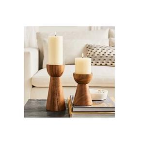 Fabrique et exportateurs de design vintage maison bougeoir décoratif en bois forme incurvée bougeoir en bois à bon prix - Product Image 1