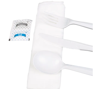 Eco-Friendly Disposable Plastic Cutlery Set Fork <b>Salt</b> <b>Pepper</b> <b>Shakers</b>-50-Piece Recyclable Biodegradable BPA-Free Meal Kit - Product Image 5