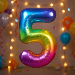 Palloncino Foil Numero 5 Multicolore 80cm per Decorazioni Festa - Product Image 3