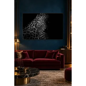 Fida Gray Leopard sortant de l'ombre - Impression sur toile - Product Image 3
