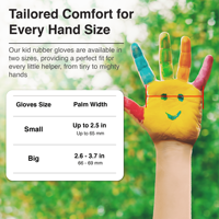 [Caja incluida] 1 par de guantes de goma para niños Little More, guantes para niños, limpieza de platos, jardinería, guantes impermeables para niños