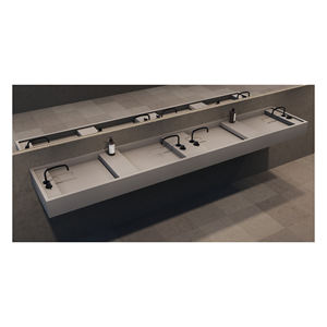 Fregadero de baño de diseño moderno blanco transparente de superficie sólida, escurridor de piedra de mármol Artificial de terrazo puro para lavabos de hoteles - Product Image 3