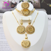 Parures de bijoux MEIZI, nouvelles, élégantes, plaquées or, avec collier, bracelet, bague et boucles d'oreilles ajustables, accessoires de mariage