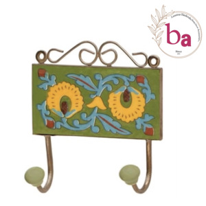Bravo CIH 181 rustique jaune vert carreaux de céramique mur manteau crochet poterie conception [crochets et rails] - Product Image 1