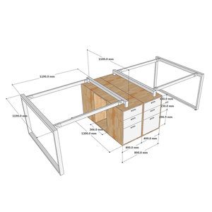 HBRT072 โต๊ะสี่ขาทรงสี่เหลี่ยมพร้อมตู้ไม้ธรรมชาติ ดีไซน์สไตล์มินิมอล - Product Image 6