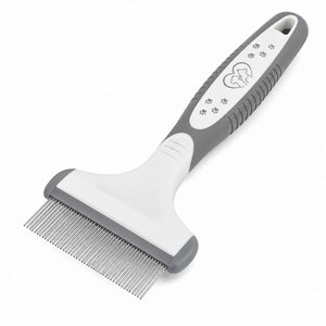 Pet Grooming Comb Stainless Steel Teeth Gray White Handle for <b>Dog</b> Cat Hair Care Reusable - Product Image 5