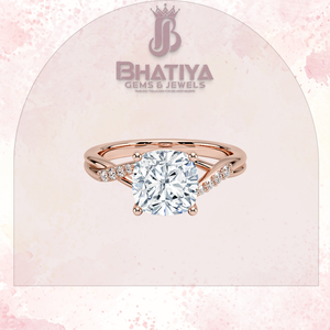 Cojín corte 1-3 CT solitario tres piedras diseño regalo de Navidad para mujeres Chemise 18K oro blanco diamante anillo de compromiso - Product Image 3