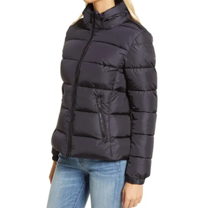 Veste coupe-vent matelassée à manches longues avec fermeture éclair en coton imperméable de haute qualité pour femmes grande taille, logo personnalisé OEM, capuche amovible - Product Image 5