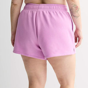 Pantalones cortos para mujer Heavyweight Hot Loose Fit 100% algodón color rosa sólido personalizado DTF impreso logo pantalones cortos transpirables para mujer - Product Image 3