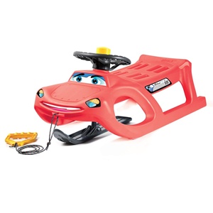 Slitta Sterzante Zigi-Zet - a forma di auto, con ali in acciaio e corda - con volante e clacson, e pala sterzante - Product Image 1