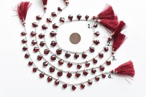 15Pieces Mozambique Red <b>Garnet</b> AAA+ Grade IGI Certified Slanted Pear Checker Cut Briolette Beads Natural Stone Side Drill Strand - Product Image 5