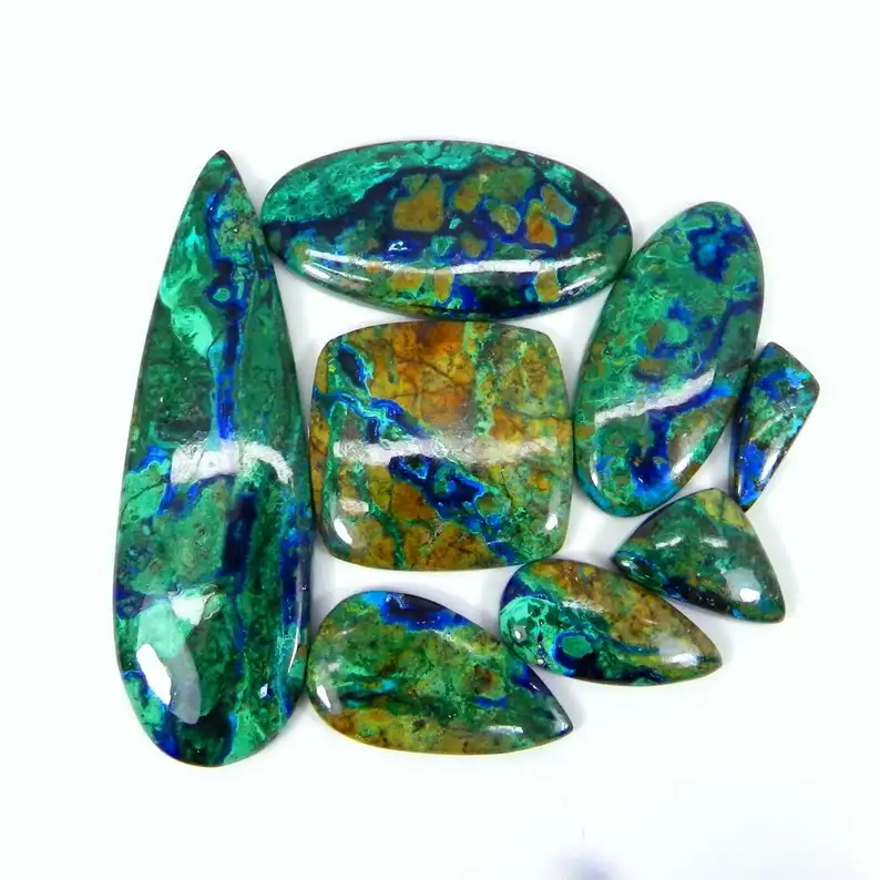 Pierre naturelle de malachite d'azurite Taille libre Cabochon en forme de poire lisse Fournisseur de pierres précieuses semi-précieuses naturelles au prix d'usine