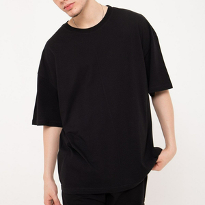 사용자 정의 컬러 % 100 코 튼 캐주얼 도시 <span class=keywords><strong>Streetwear</strong></span> OEM 항목 도매 2023 남자의 대형 맞는 드롭 어깨 t-셔츠 곡선 밑단 - Product Image 1