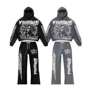 ชุดเซ็ตแทรคสูทสตรีทแวร์วินเทจทรงโอเวอร์ไซส์แบบครอป แต่งริ้วเพชรแบบสั่งทำพิเศษ ปี 2026 สำหรับทุกเพศ ทรงขาบาน ขาดๆ แบบดิสเทรส สไตล์สตรีทแฟชั่นฤดูหนาว - Product Image 6