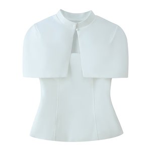 Conjunto de Dos Piezas Personalizado 2026 para Mujer, Top Sin Tirantes de Color Sólido y <span class=keywords><strong>Capa</strong></span> Cruzada, Atuendo Minimalista para la Noche, OEM/ODM por Fábrica China - Product Image 5