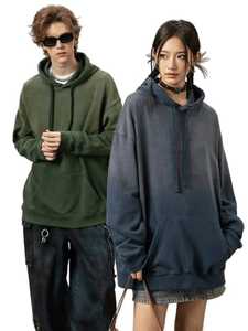 Personnalisé lourd 400 grammes 100% coton polaire hiver Streetwear à capuche soleil délavé à l'acide conception goutte épaule doublé veste - Product Image 2