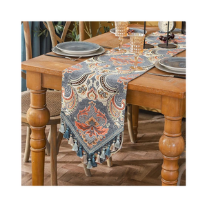 Belleza texturizada para mesas 100% algodón Premium Floral bordado camino de mesa 180 GSM 80 pulgadas Jacquard India Etiqueta Privada DHL - Product Image 1