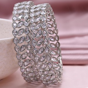 Moderno lujo latón inverso AD brazalete de plata estilo étnico ortodoxo uso diario de moda inversa AD brazaletes - Product Image 3