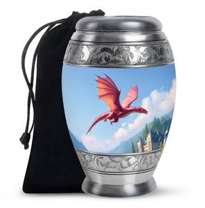 Urne Funéraire Dragon Volant pour Cendres - Grande Taille (10 Pouces) pour Adultes (Femmes/Hommes) Style Européen/Américain Design Personnalisable 220 Pouces Cubiques - Product Image 1