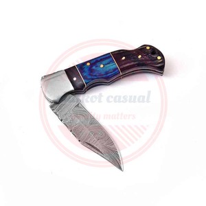 Couteau pliant professionnel en gros de Damas | couteaux pliants à manche en bois en acier inoxydable à vendre - Product Image 5