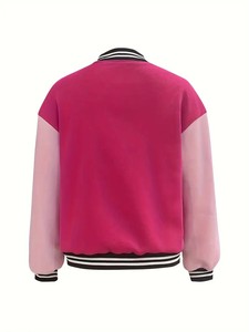 แจ็กเก็ตคอตตอนสีชมพูสีดำสำหรับเด็กผู้หญิงใหม่เสื้อครอปเบสบอลปรับแต่งได้เสื้อแจ็คเก็ตสตรีทคุณภาพสูง - Product Image 5
