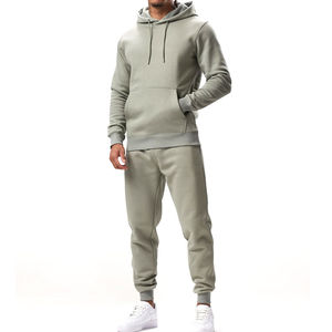Ensemble de survêtement à manches longues en coton 100% coupe classique pour hommes et vêtements de jogging à séchage rapide, survêtement léger - Product Image 1