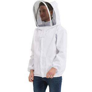 Chaqueta blanca de seguridad para apicultor profesional, traje de apicultura, chaqueta con tela de malla ventilada, velo de esgrima, capucha, servicio OEM - Product Image 5