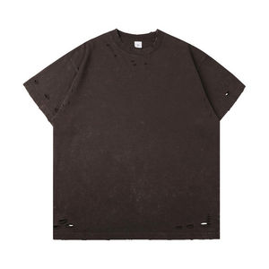 Camiseta personalizada de algodón 300G 100% para hombre, tejido de bambú extragrande lavado y desgastado de peso pesado con letras únicas - Product Image 6