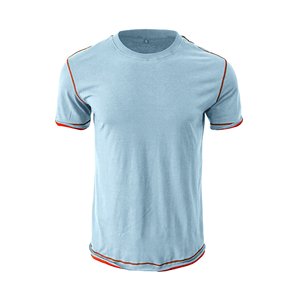 Camisetas con adorno de contraste para hombre, camisetas de cuello redondo, playeras básicas suaves, de manga corta, de costura de contraste, de gran tamaño, de verano - Product Image 1