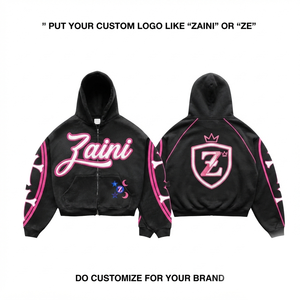 420 GSM Heavyweight Cotton Fleece Zipper <b>Hoodie</b> for Panel Custom Chenille Embroidery Logo OEM Men's Winter Regular Fit - Product Image 1