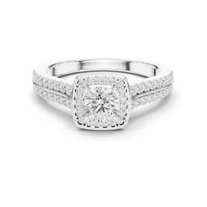 0.994 CT Round Cut Halo Lab Diamond Engagement <b>Ring</b> for Women VVS-VS EF Clarity 18KT, 14KT, 10KT Gold & 925 Silver Rose, - Product Image 2