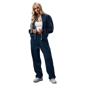Conjunto de chaqueta y pantalones de chándal holgados de alta calidad para mujer al por mayor personalizado | Servicio OEM - Product Image 1