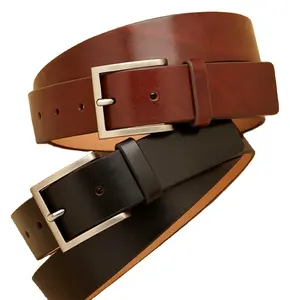 Two Color Loop Cow Hide Leather Split Leather Belt For Men Belt men's leather high quality belt with automatic letter buckle