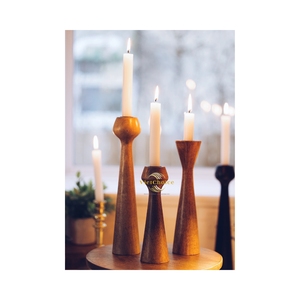 Portavelas de Madera Premium, Candelabro Rústico de Madera para Comedor y Sala de Estar - Product Image 4