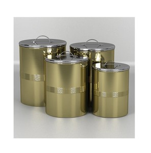 <b>SET</b> of 4 Container Hot Selling Affordable Metal Storage <b>Canister</b> Eco Friendly Handmade Storage Box Gold Color Classic Stylish - Product Image 2