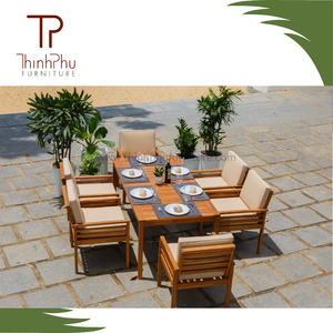 Juego de sofá Seccional de conversación de comedor al aire libre de mimbre PE de madera para todo clima para restaurantes, villas, uso en cocina - Product Image 1