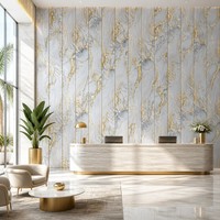 Panneau mural en PVC marbré blanc gris or, imperméable, revêtement décoratif intérieur