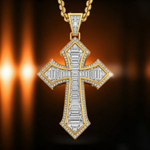 Star Dust Luxury Hip Hop Pendentif croix en argent sterling 925 pour femme Moissanite Diamant avec or Pendentifs et breloques à la mode - Product Image 3