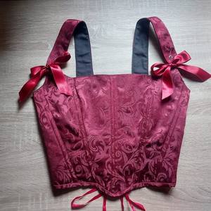 100% Premium Quality maroon Brocade Corset For <b>Women</b> With Adjustable Shapewear Mid Best Corset Wholesale OEM & ODM Service - Product Image 5