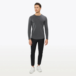 Henley en graphite avec logo personnalisé: Buttery Soft Signature Fit, 62% polyester, 33% coton, 5% spandex, manches longues, ourlet incurvé - Product Image 3
