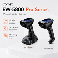 Escáner de Códigos de Barras Inalámbrico COMET EW-5800 Pro 1D/2D con Pantalla LCD, 2.4G BT, Almacenamiento Offline, Sincronización sin Pérdidas, Base de Carga Opcional