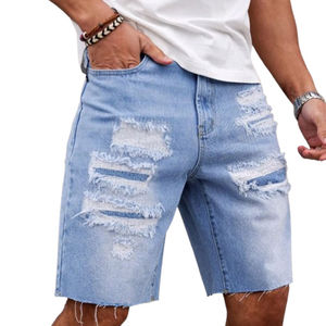 Shorts en jean décontractés pour homme, taille mi-haute, avec broderie 3D, tissu respirant écologique, coupe ample, vêtements d'été - Product Image 1
