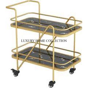 Chariot de service fonctionnel et décoratif en métal avec des caractéristiques de conception uniques pour rehausser n'importe quel espace de salle à manger - Product Image 1