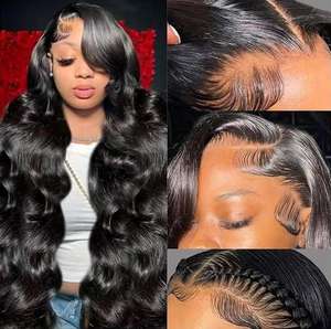 Parrucche Frontali in Pizzo Pre-Plucked Senza Colla, <span class=keywords><strong>Onda</strong></span> Corporea, 100% Capelli Umani Veri, Parrucche Brasiliane <span class=keywords><strong>Onda</strong></span> Corporea Remy all'Ingrosso - Product Image 5