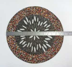 Mantel Individual con cuentas, cargador redondo hecho a mano para comedor de lujo y decoración de vacaciones, pieza única hecha a mano con cuentas, mantel, inauguración de la casa - Product Image 3