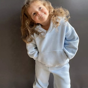 Conjunto de Dos Piezas para Bebés y Niños Pequeños, Sudadera con Capucha de Forro Polar Beige, Pantalones Deportivos a Juego, Algodón Suave, Invierno, Talla Grande - Product Image 5