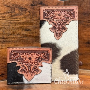 Nuevo cuero mecanizado a mano RFID bloqueo titular de la tarjeta de crédito cartera y cuero de vaca genuino diseñador de lujo cartera larga conjuntos combinados - Product Image 1