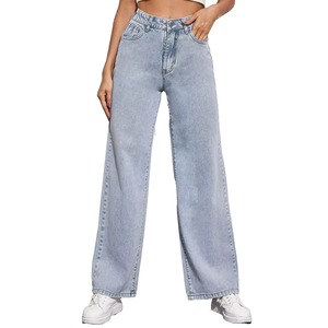 Pantalones vaqueros de pierna ancha para mujer de fabricante personalizado vaqueros holgados informales elegantes de calidad superior para mujer - Product Image 2